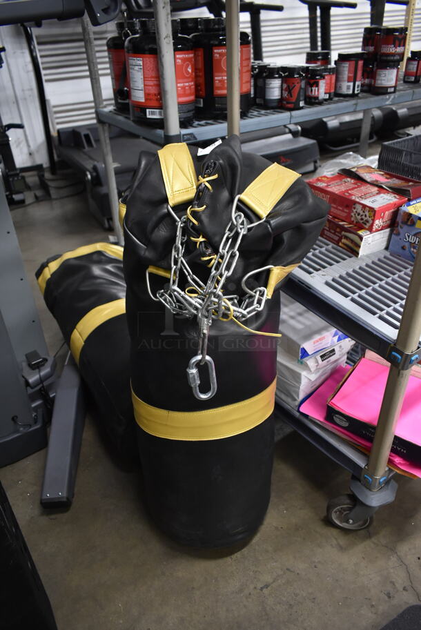 CUSTOM MADE! MVP Black and Yellow Leather Punching Bag. - Image 1 of 5