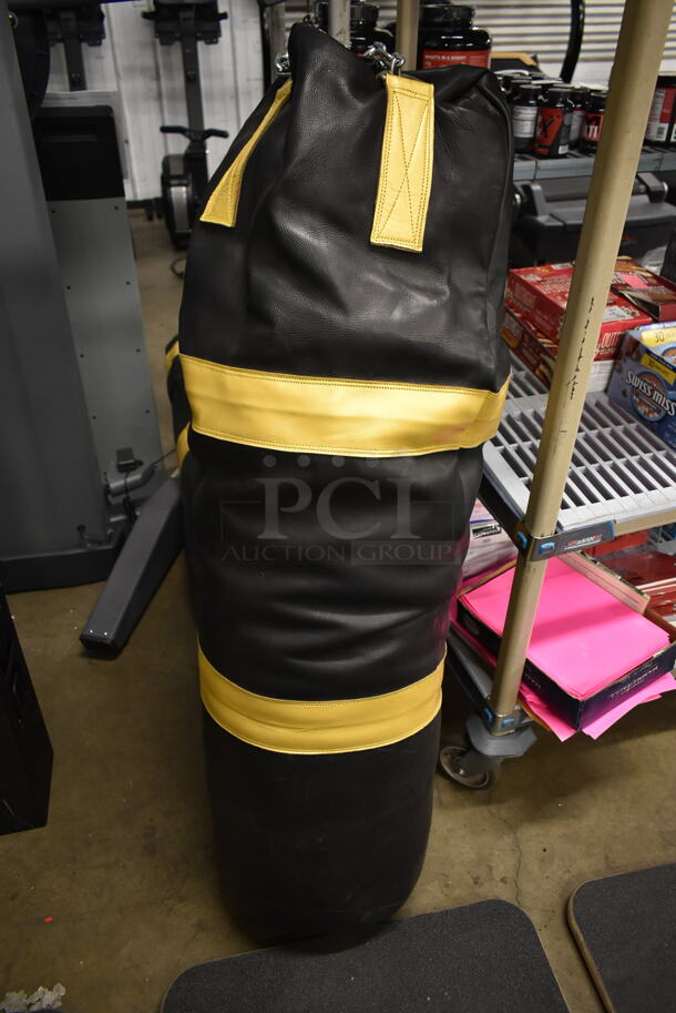CUSTOM MADE! MVP Black and Yellow Leather Punching Bag. - Image 4 of 5