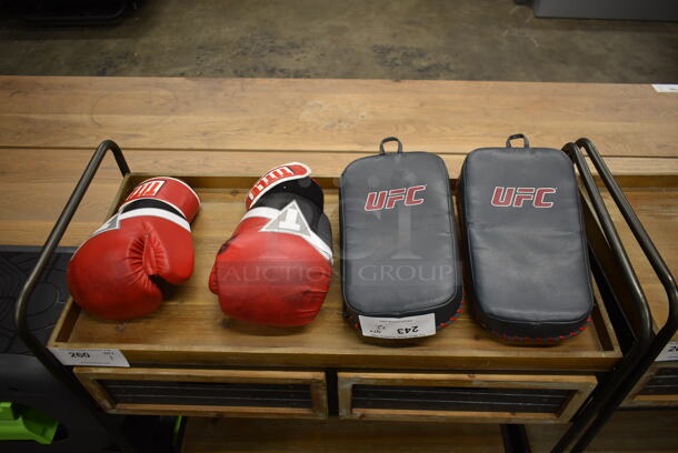 ALL ONE MONEY! Lot of 2 Title Boxing Gloves and 2 UFC Punching Hand Pads. - Image 1 of 4