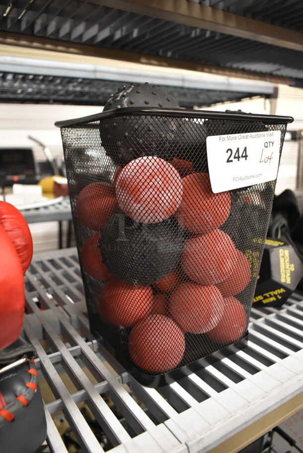 ALL ONE MONEY! Lot of Metal Wire Basket w/ Contents Including Various Myofascial Balls - Image 2 of 4