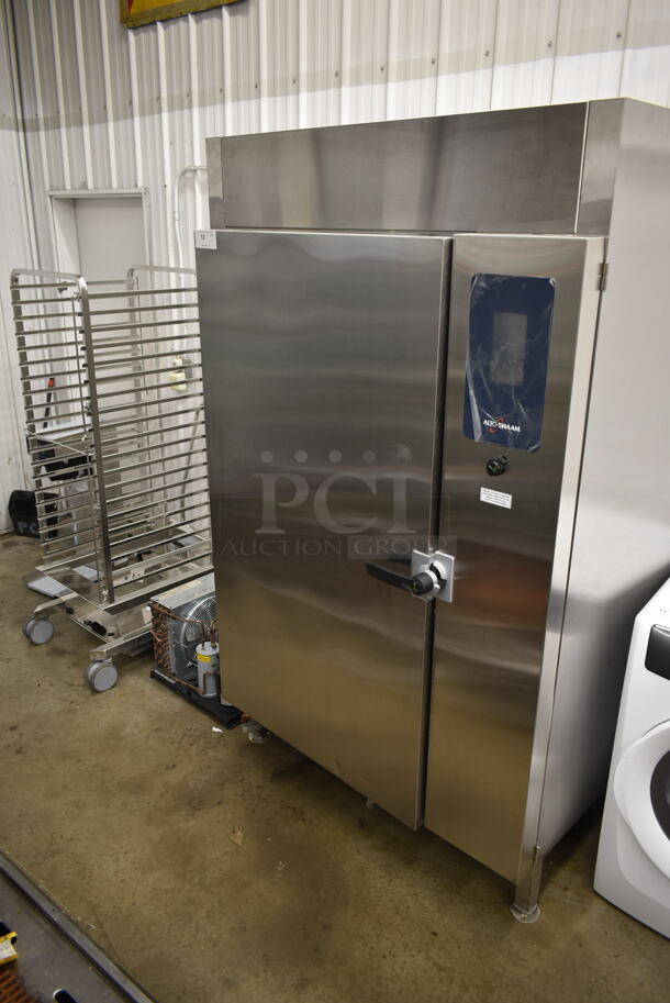 BRAND NEW! 2019 Alto Shaam QC3-100R Stainless Steel Commercial Floor Style Blast Chiller w/ 3 Probes. Comes w/ Remote RivaCold Compressor and Metal Pan Transport Rack. 115/208-230 Volts, 1 Phase. Stock Picture Used as Gallery Picture - Image 2 of 12