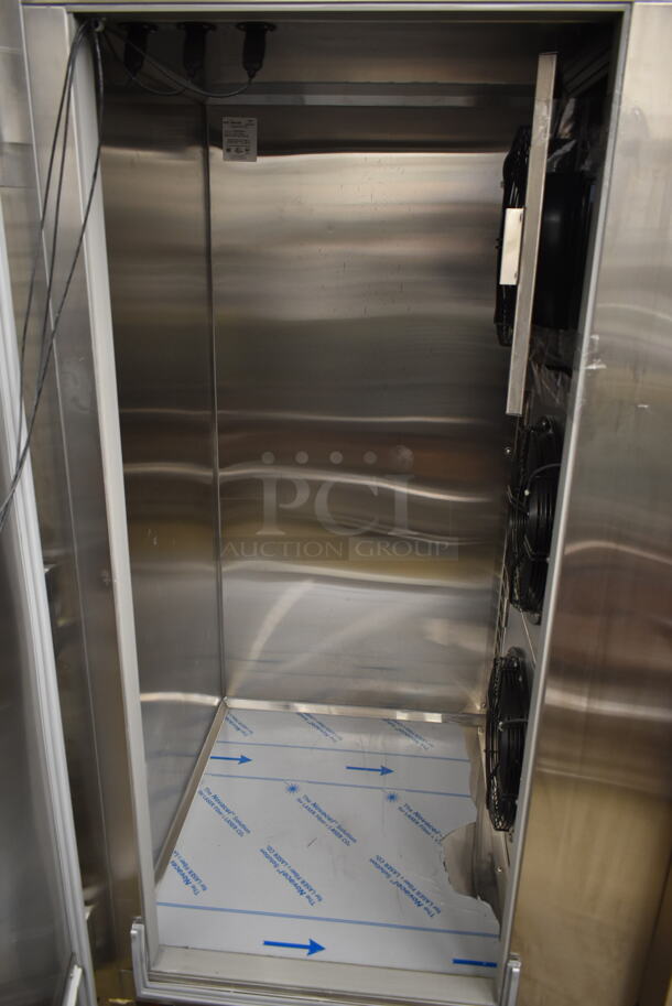 BRAND NEW! 2019 Alto Shaam QC3-100R Stainless Steel Commercial Floor Style Blast Chiller w/ 3 Probes. Comes w/ Remote RivaCold Compressor and Metal Pan Transport Rack. 115/208-230 Volts, 1 Phase. Stock Picture Used as Gallery Picture - Image 5 of 12