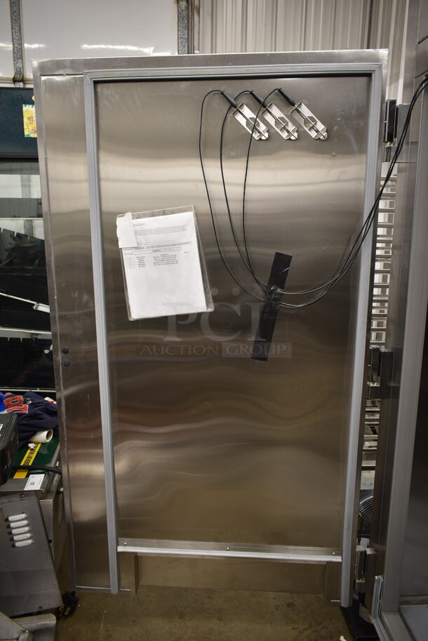 BRAND NEW! 2019 Alto Shaam QC3-100R Stainless Steel Commercial Floor Style Blast Chiller w/ 3 Probes. Comes w/ Remote RivaCold Compressor and Metal Pan Transport Rack. 115/208-230 Volts, 1 Phase. Stock Picture Used as Gallery Picture - Image 8 of 12