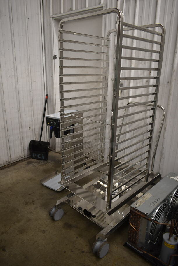 BRAND NEW! 2019 Alto Shaam QC3-100R Stainless Steel Commercial Floor Style Blast Chiller w/ 3 Probes. Comes w/ Remote RivaCold Compressor and Metal Pan Transport Rack. 115/208-230 Volts, 1 Phase. Stock Picture Used as Gallery Picture - Image 12 of 12