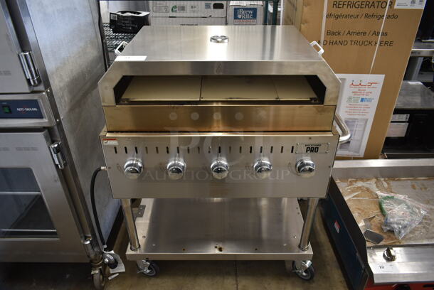 LIKE NEW! 2022 Backyard Pro 554LPG36 Stainless Steel Commercial Propane Gas Powered Outdoor Grill w/ Under Shelf on Commercial Casters. Tested and Working! - Image 1 of 7