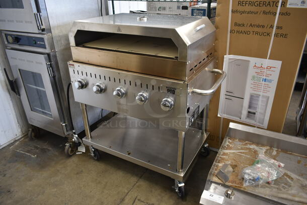 LIKE NEW! 2022 Backyard Pro 554LPG36 Stainless Steel Commercial Propane Gas Powered Outdoor Grill w/ Under Shelf on Commercial Casters. Tested and Working! - Image 2 of 7