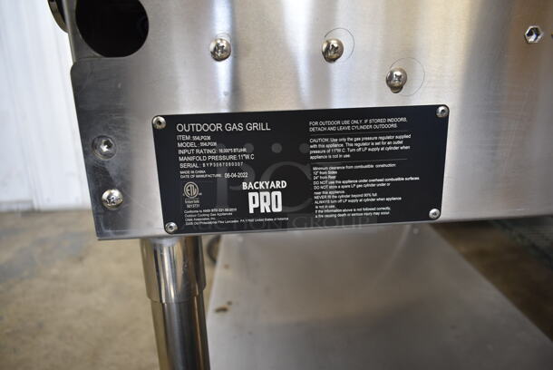 LIKE NEW! 2022 Backyard Pro 554LPG36 Stainless Steel Commercial Propane Gas Powered Outdoor Grill w/ Under Shelf on Commercial Casters. Tested and Working! - Image 3 of 7