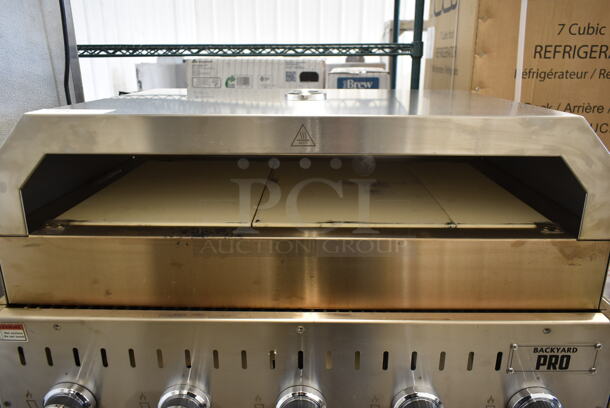 LIKE NEW! 2022 Backyard Pro 554LPG36 Stainless Steel Commercial Propane Gas Powered Outdoor Grill w/ Under Shelf on Commercial Casters. Tested and Working! - Image 5 of 7