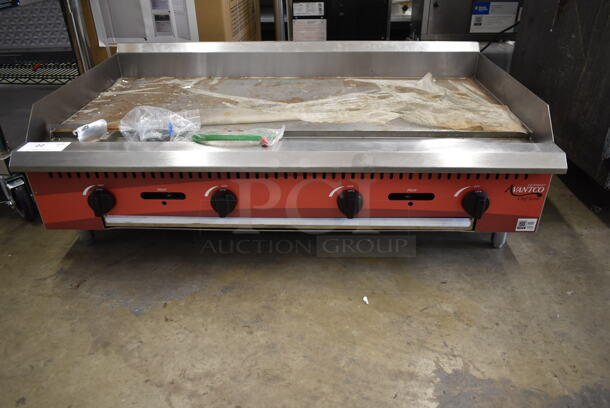 BRAND NEW SCRATCH AND DENT! 2023 Avantco 177CAG48MG Stainless Steel Commercial Countertop Natural Gas Powered Flat Top Griddle. 30,000 BTU. Tested and Working! - Image 4 of 5