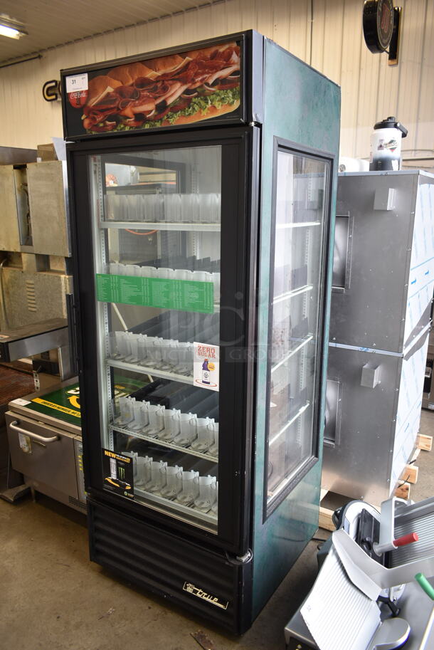 True GEM-26 Metal Commercial Single Door Reach In Cooler Merchandiser w/ Poly Coated Racks and Drink Sliders. 115 Volts, 1 Phase. Tested and Working! - Image 2 of 7