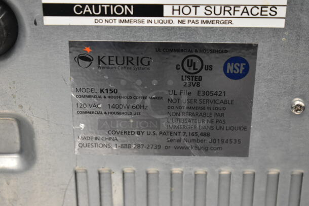 Keurig K150 Metal Countertop Single Cup Coffee Machine. 120 Volts, 1 Phase.  - Image 10 of 10