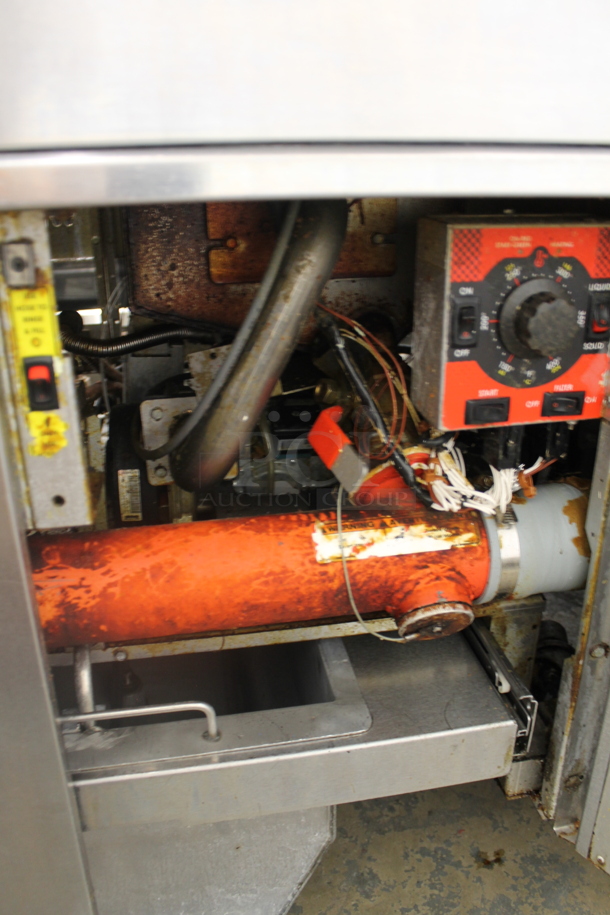 Vulcan 4TR45AF-2 Stainless Steel Commercial Propane Gas Powered 4 Bay Deep Fat Fryer w/ Filtration System on Commercial Casters. 280,000 BTU. - Image 9 of 12