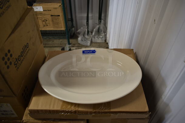 4 Boxes of 6 BRAND NEW! Tuxton PIHA153 White Ceramic 15.5"x11" Oval Platter. 4 Times Your Bid! - Image 1 of 5