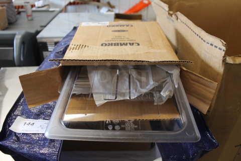 6 Boxes of 6 BRAND NEW! Cambro Clear Poly Half Size Drop In Bin Lids. 6 Times Your Bid!