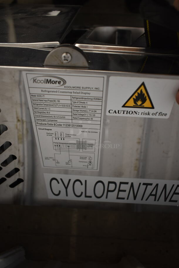 BRAND NEW SCRATCH AND DENT! 2023 KoolMore SCDC-7T Stainless Steel Commercial Countertop Refrigerated Rail. 115 Volts, 1 Phase. Tested and Working! - Image 2 of 7