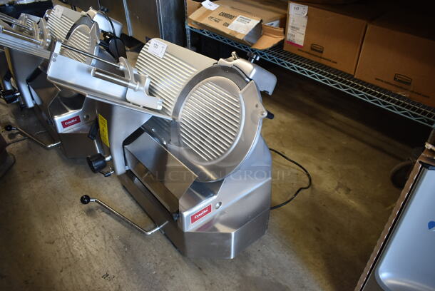 BRAND NEW SCRATCH AND DENT! Estella 348SLA13 Stainless Steel Commercial Countertop Automatic Meat Slicer w/ Blade Sharpener. 120 Volts, 1 Phase. Tested and Working! - Image 2 of 8
