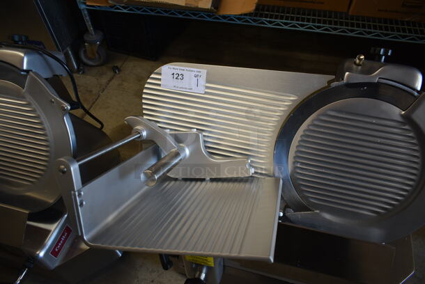 BRAND NEW SCRATCH AND DENT! Estella 348SLA13 Stainless Steel Commercial Countertop Automatic Meat Slicer w/ Blade Sharpener. 120 Volts, 1 Phase. Tested and Working! - Image 4 of 8