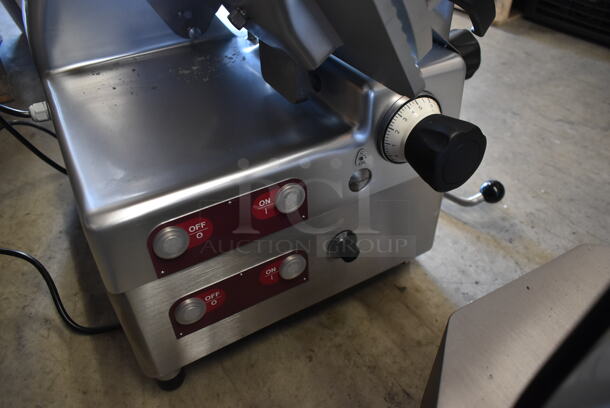 BRAND NEW SCRATCH AND DENT! Estella 348SLA13 Stainless Steel Commercial Countertop Automatic Meat Slicer w/ Blade Sharpener. 120 Volts, 1 Phase. Tested and Working! - Image 5 of 8