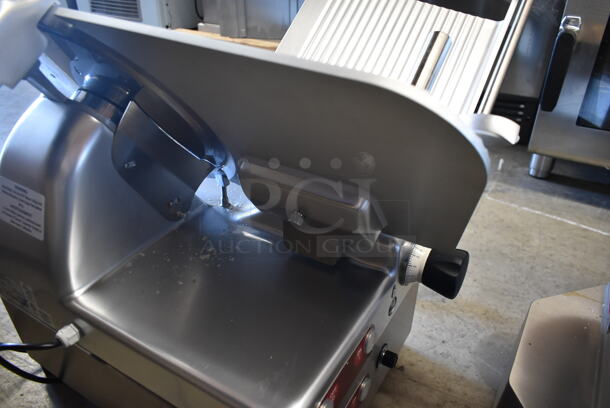BRAND NEW SCRATCH AND DENT! Estella 348SLA13 Stainless Steel Commercial Countertop Automatic Meat Slicer w/ Blade Sharpener. 120 Volts, 1 Phase. Tested and Working! - Image 6 of 8