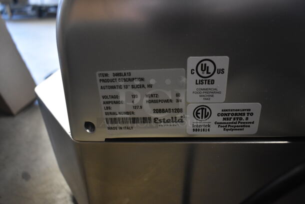 BRAND NEW SCRATCH AND DENT! Estella 348SLA13 Stainless Steel Commercial Countertop Automatic Meat Slicer w/ Blade Sharpener. 120 Volts, 1 Phase. Tested and Working! - Image 8 of 8