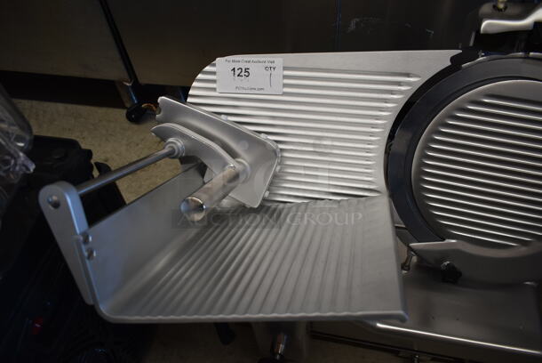 BRAND NEW SCRATCH AND DENT! Estella 348SLM12 Stainless Steel Commercial Countertop Automatic Meat Slicer w/ Blade Sharpener. 120 Volts, 1 Phase. Tested and Working! - Image 3 of 6