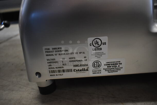 BRAND NEW SCRATCH AND DENT! Estella 348SLM12 Stainless Steel Commercial Countertop Automatic Meat Slicer w/ Blade Sharpener. 120 Volts, 1 Phase. Tested and Working! - Image 6 of 6