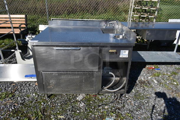 Stainless Steel Commercial Counter w/ Sink Basin, Faucet, Handles and Freezer Drawer. - Image 1 of 8