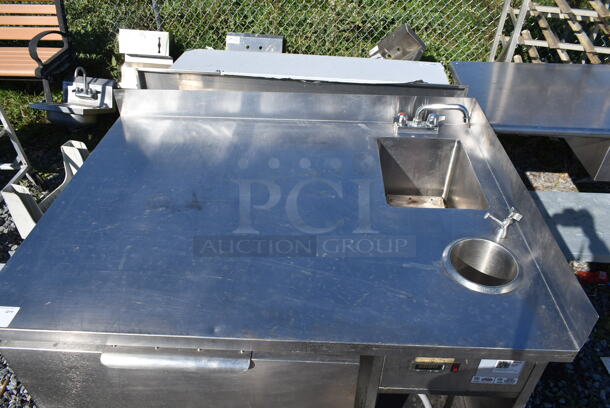 Stainless Steel Commercial Counter w/ Sink Basin, Faucet, Handles and Freezer Drawer. - Image 4 of 8