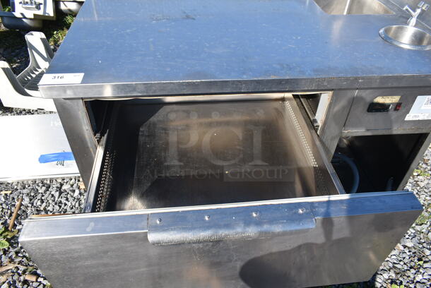 Stainless Steel Commercial Counter w/ Sink Basin, Faucet, Handles and Freezer Drawer. - Image 6 of 8