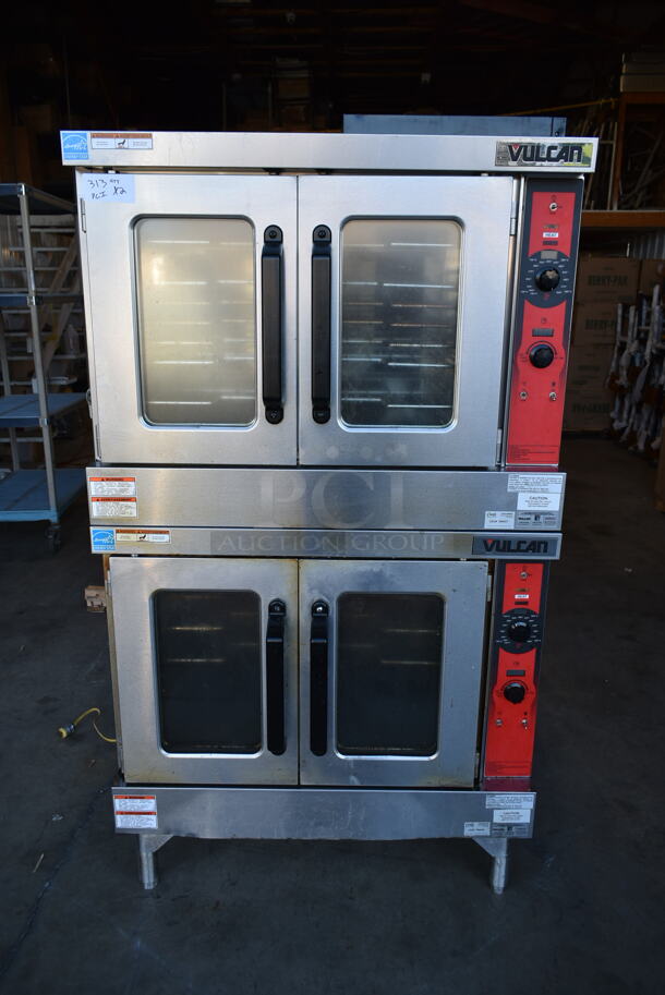2 LIKE NEW! Vulcan VC5GD-21D1Z Stainless Steel Commercial Natural Gas Powered Full Size Convection Oven w/ View Through Doors, Metal Oven Racks and Thermostatic Controls. 2 Times Your Bid! - Image 1 of 12