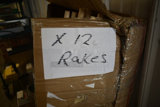 Box of 12 BRAND NEW! Bond 24" Red Poly Fan Rakes. - Image 4 of 5