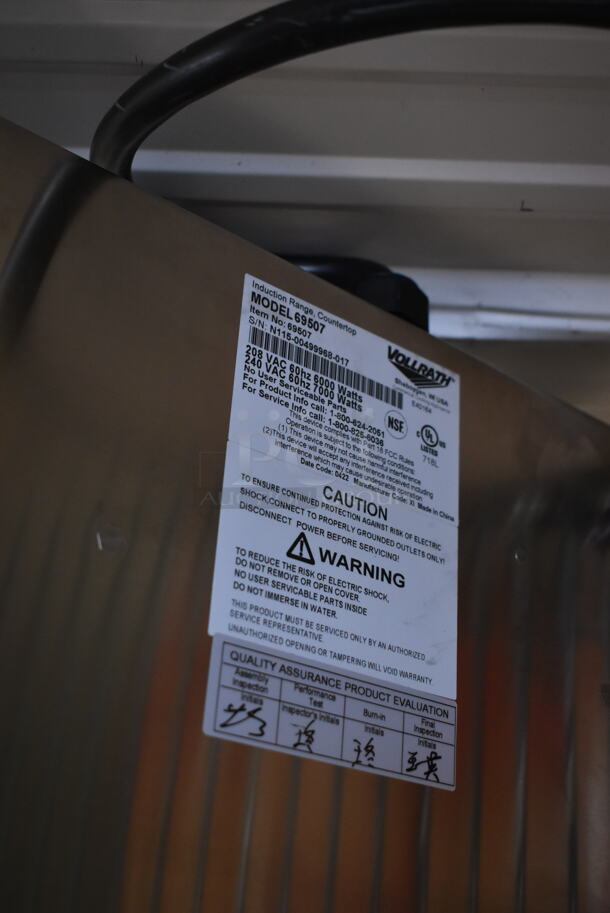 BRAND NEW SCRATCH AND DENT! Vollrath 69507 Stainless Steel Commercial Countertop Electric Powered 2 Burner Induction Range. Stock Picture Used as Gallery. 208/240 Volts, 1 Phase. - Image 7 of 7