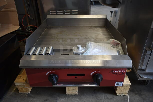 BRAND NEW IN BOX! Avantco 177CAG24MG Stainless Steel Commercial Countertop Gas Powered Flat Top Griddle. 60,000 BTU. Stock Picture Used as Gallery. Tested and Working! - Image 6 of 11