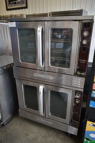 2 Southbend SilverStar Stainless Steel Commercial Natural Gas Powered Full Size Convection Oven w/ View Through Doors, Metal Oven Racks and Thermostatic Controls on Commercial Casters. 2 Times Your Bid!