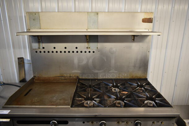 Southbend X460AA-2TL Stainless Steel Commercial Natural Gas Powered 6 Burner Range w/ Flat Top Griddle, 2 Convection Ovens, Over Shelf and Back Splash. - Image 2 of 12