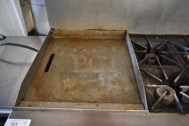 Southbend X460AA-2TL Stainless Steel Commercial Natural Gas Powered 6 Burner Range w/ Flat Top Griddle, 2 Convection Ovens, Over Shelf and Back Splash. - Image 4 of 12