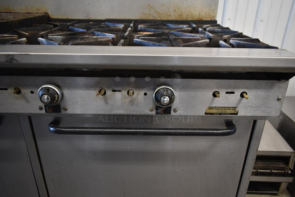 Southbend X460AA-2TL Stainless Steel Commercial Natural Gas Powered 6 Burner Range w/ Flat Top Griddle, 2 Convection Ovens, Over Shelf and Back Splash. - Image 7 of 12