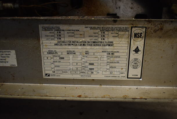 Southbend X460AA-2TL Stainless Steel Commercial Natural Gas Powered 6 Burner Range w/ Flat Top Griddle, 2 Convection Ovens, Over Shelf and Back Splash. - Image 12 of 12