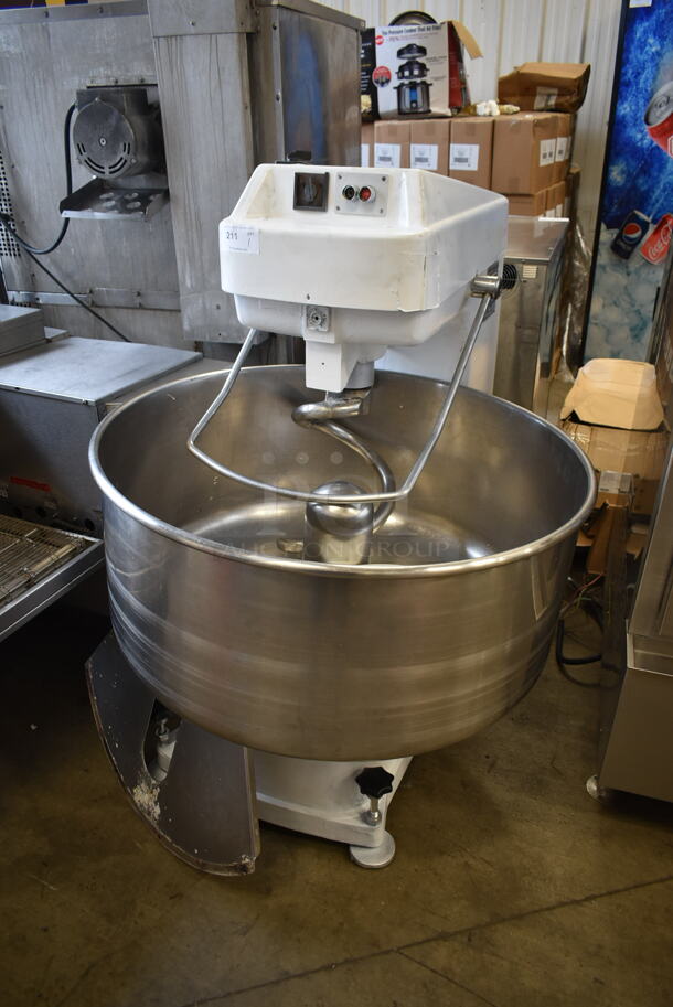 Astor 6716725 Metal Commercial Floor Style Spiral Mixer w/ Stainless Steel Mixing Bowl and Dough Hook Attachment. 208 Volts, 3 Phase.  - Image 1 of 8