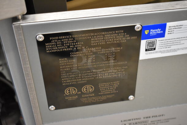 BRAND NEW SCRATCH AND DENT! 2022 Avantco FF300-N Stainless Steel Commercial Floor Style Natural Gas Powered Deep Fat Fryer w/ 2 Metal Fry Baskets. 90,000 BTU. - Image 7 of 7