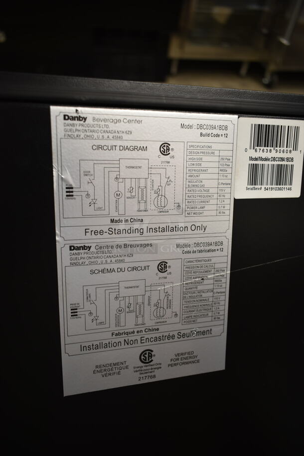 BRAND NEW SCRATCH AND DENT! Danby DBC039A1BDB 88 Can & 7 Bottle LED Beverage Center Merchandiser. 115 Volts, 1 Phase. Tested and Working! - Image 6 of 6
