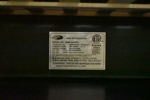 BRAND NEW SCRATCH AND DENT! Whynter BWR-541STS Metal Commercial 24" 54 Bottle Wine Cooler Merchandiser. 115 Volts, 1 Phase. Tested and Working! - Image 5 of 5
