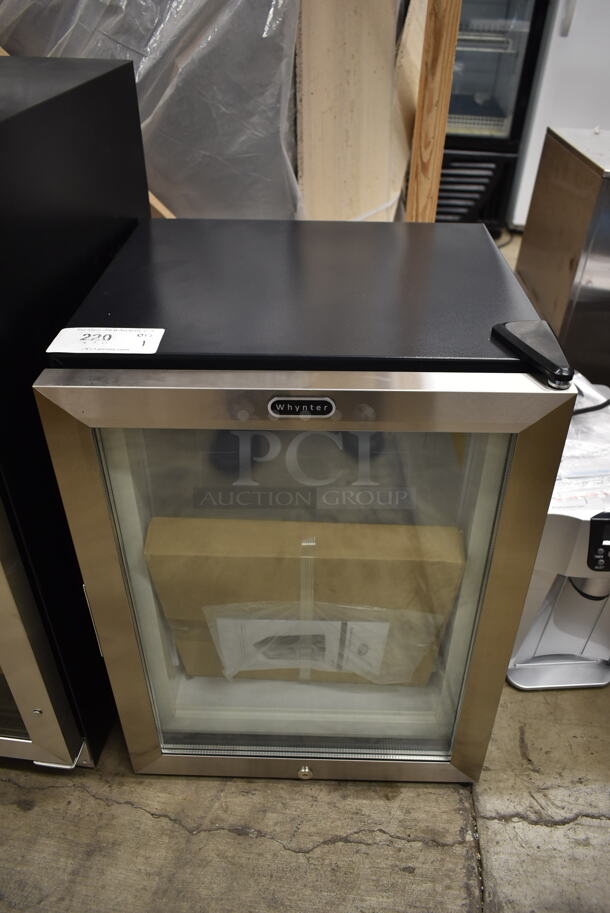 BRAND NEW SCRATCH AND DENT! Whynter CDF-177SB Stainless Steel Single Door Mini Cooler Merchandiser. 110-120 Volts, 1 Phase. Tested and Working! - Image 1 of 6