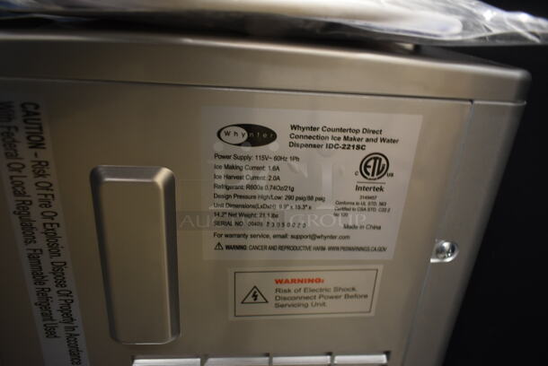 BRAND NEW SCRATCH AND DENT! Whynter IDC-221SC Metal Commercial Countertop Direct Connection Ice Maker and Water Dispenser. 115 Volts, 1 Phase. Tested and Working! - Image 6 of 7
