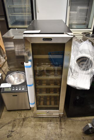 BRAND NEW SCRATCH AND DENT! Whynter BWR-18SD Metal Commercial 18 Bottle Single Door Wine Cooler Merchandiser. 115 Volts, 1 Phase. Tested and Working!