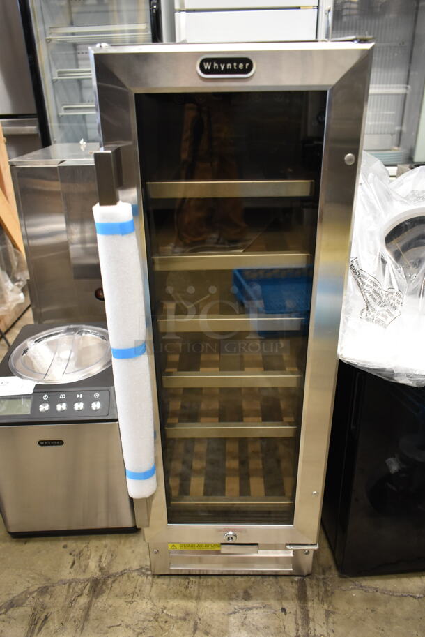 BRAND NEW SCRATCH AND DENT! Whynter BWR-18SD Metal Commercial 18 Bottle Single Door Wine Cooler Merchandiser. 115 Volts, 1 Phase. Tested and Working! - Image 3 of 6
