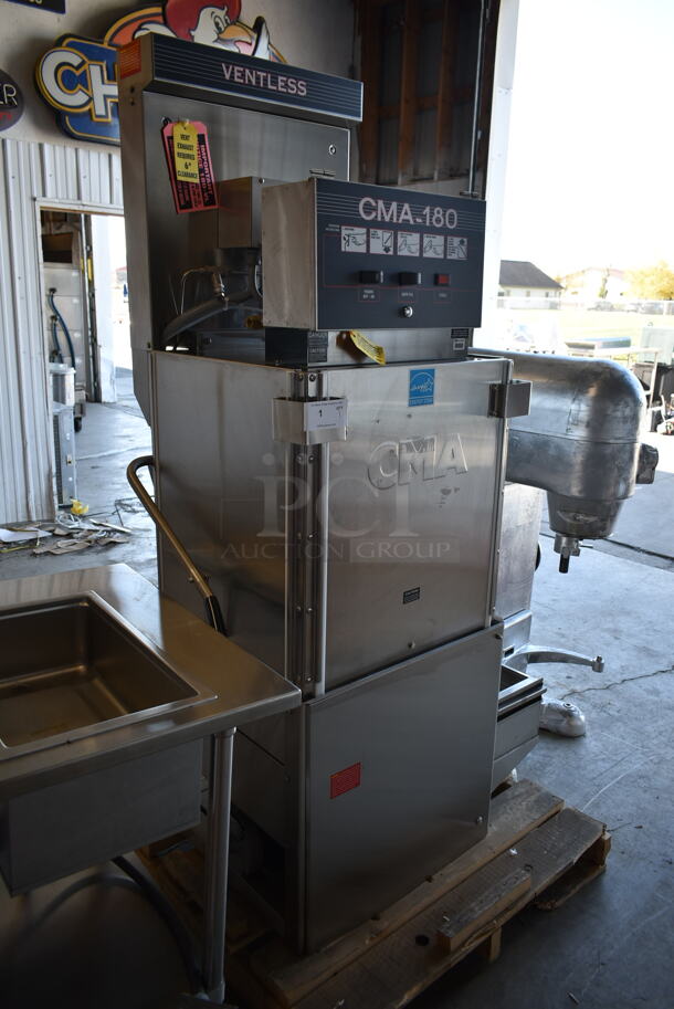 BRAND NEW! CMA 180-LV Stainless Steel Commercial Ventless Straight Pass Through Dishwasher. 208-240 Volts, 3 Phase. Stock Picture Used as Gallery. - Image 3 of 12