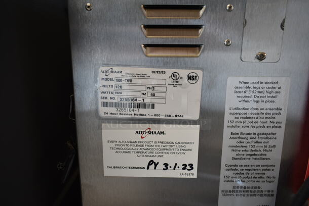 BRAND NEW! 2023 Alto Shaam 1000-TH/II Stainless Steel Commercial Electric Powered Heated Holding Cabinet on Commercial Casters. 120 Volts, 1 Phase. Stock Picture Used as Gallery. Tested and Working! - Image 8 of 8