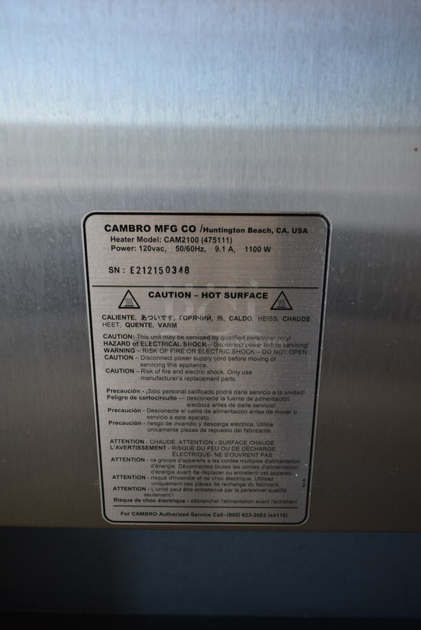 BRAND NEW! Cambro CAM2100 Gray Poly Portable Heated Holding Cabinet on Commercial Casters. 120 Volts, 1 Phase.  - Image 11 of 12