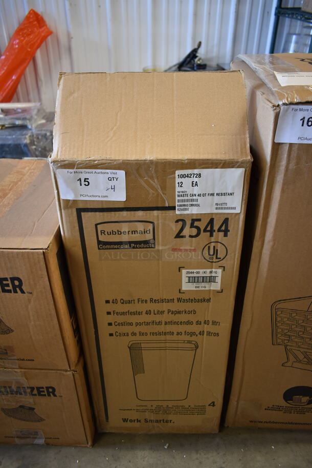4 BRAND NEW IN BOX! Rubbermaid 254 Gray Poly 40 Quart Trash Cans. 4 Times Your BId! - Image 2 of 5